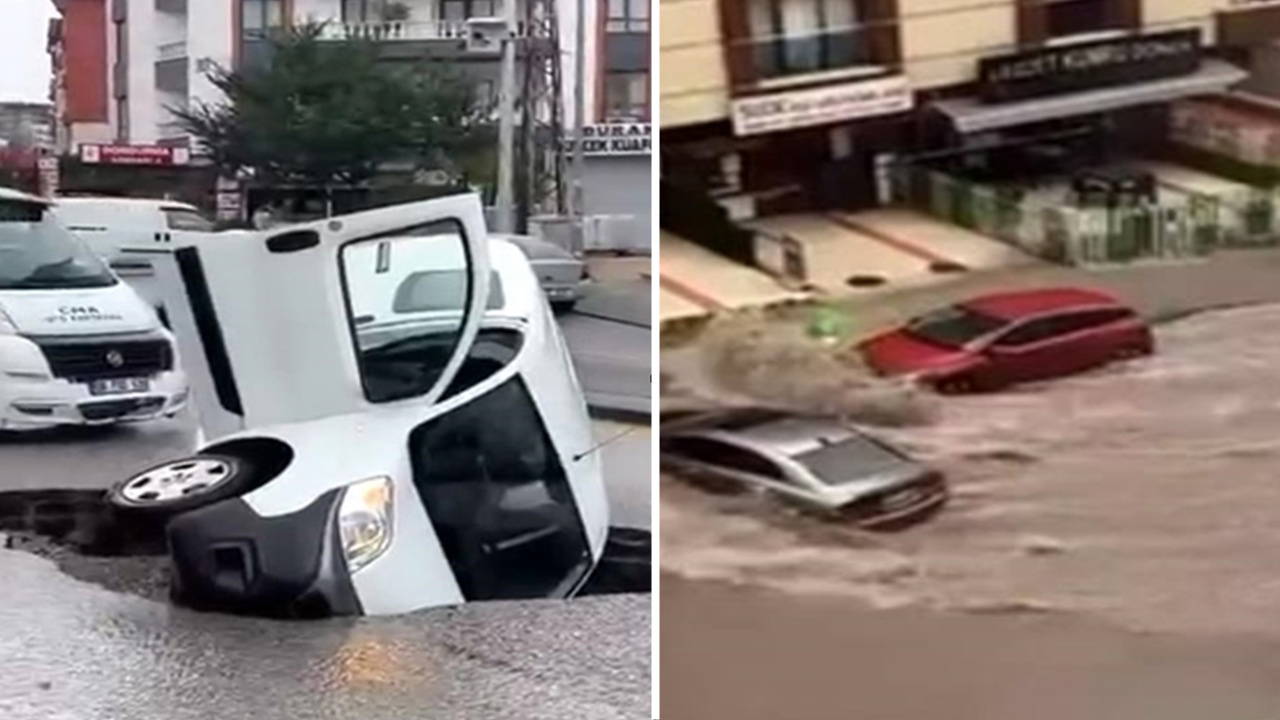 Ankara'da şiddetli yağış etkili oldu: Sulara kapılan araçlar sürüklendi