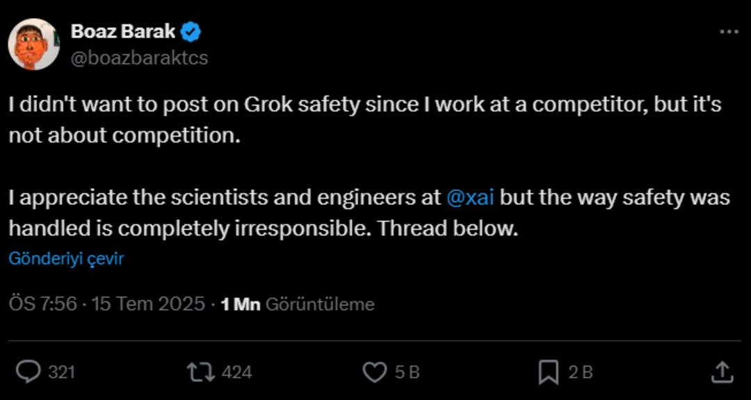 Un geliştiricisi yapay zeka uzmanları xai bir güvenlik eleştirisi: 